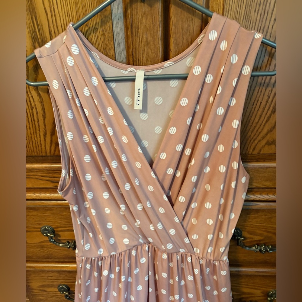 Gilli Pink Polka Dot Midi Dress - Picture 2 of 5